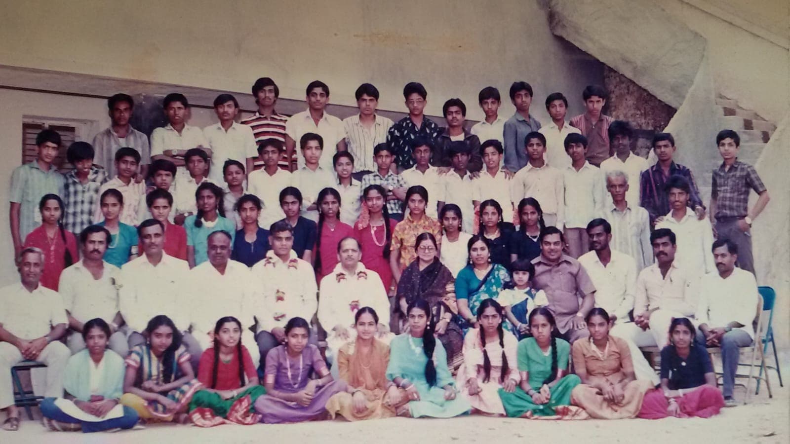 A class photograph from 10th grade (SSLC), the founding friends of Sneha Sammilana in their school years.